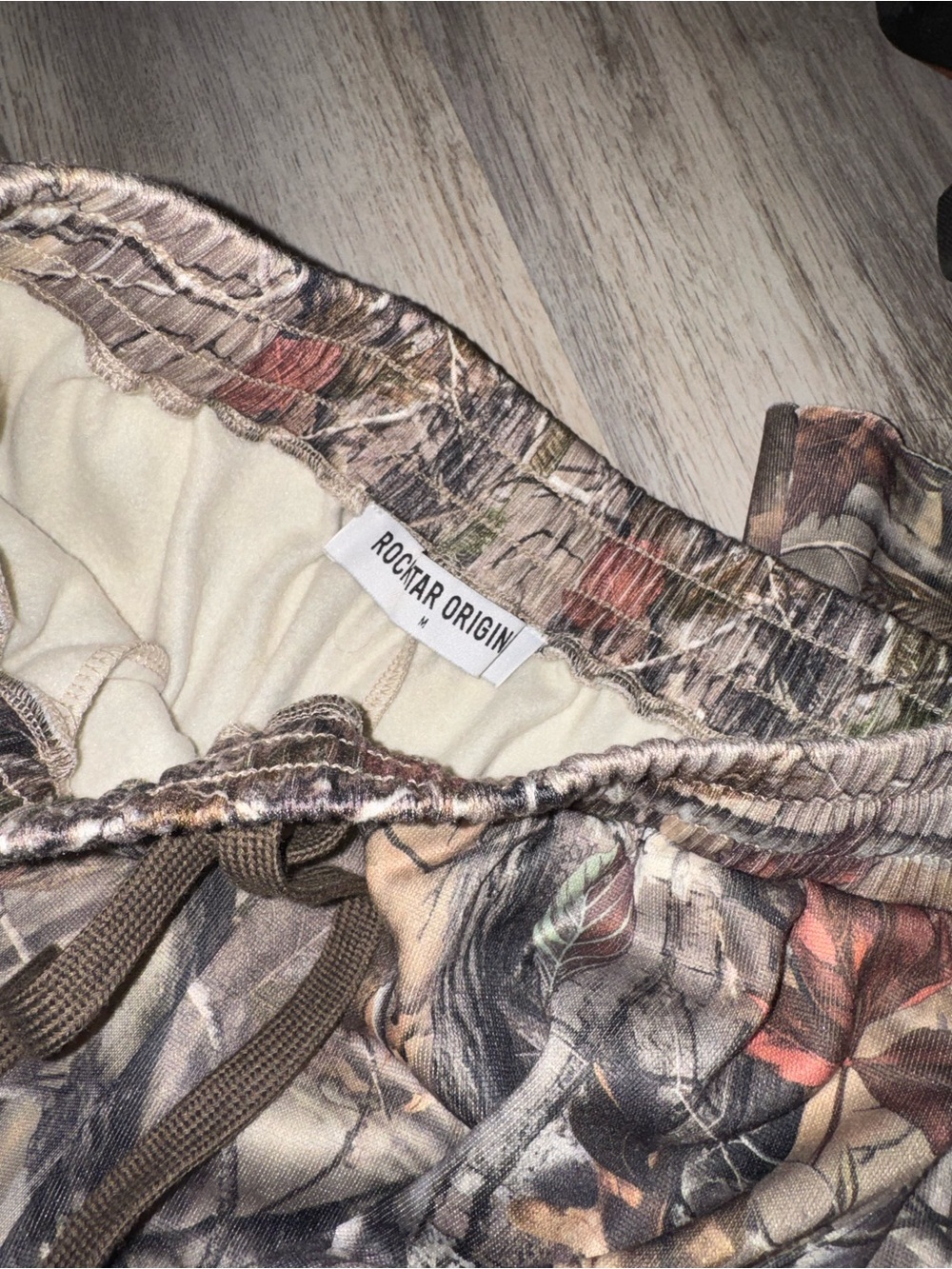 Women's Camo Cargo Pants in Brown with Pink Logo - Picture 3 of 5